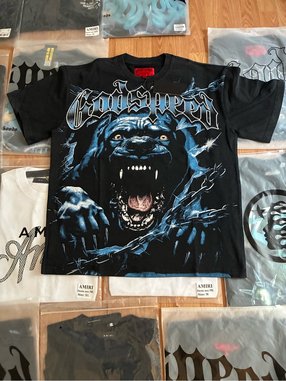 & Other Stories Black Godspeed Graphic Tee with Blue Panther